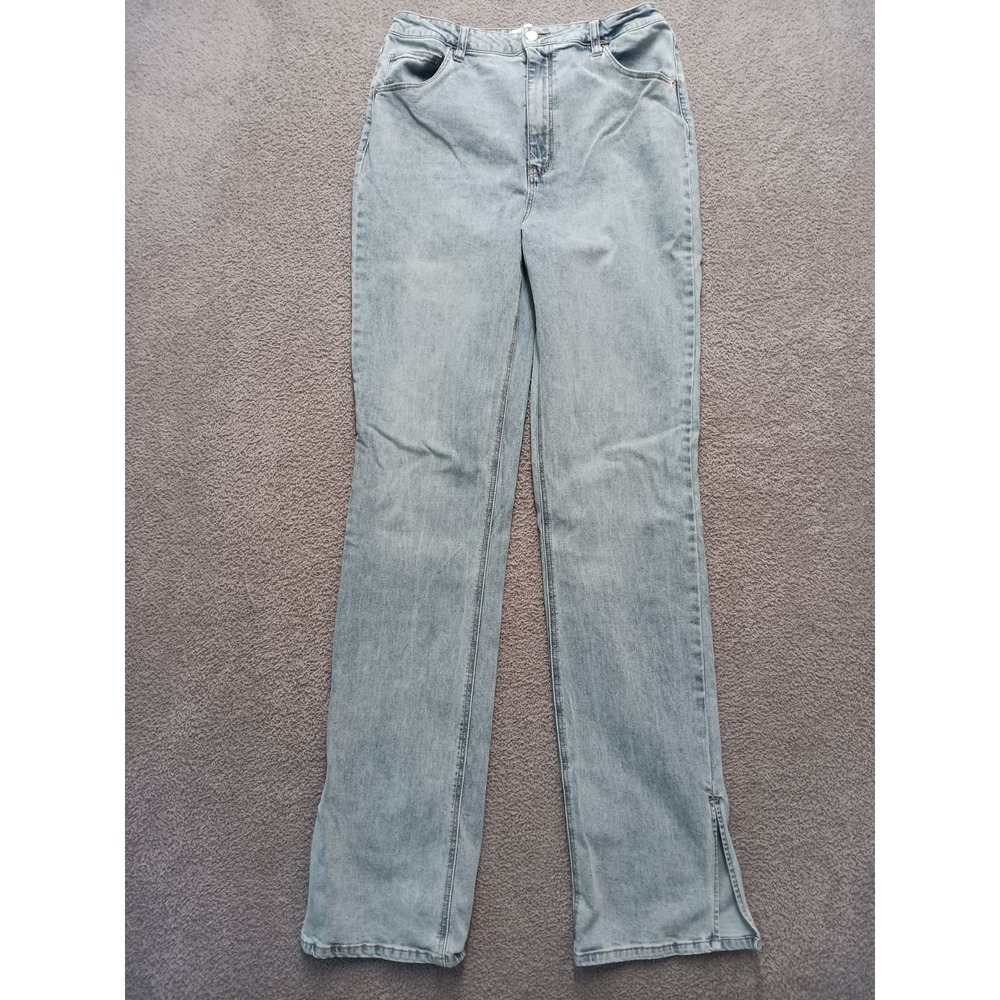 Fashion Nova Women's Straight Jeans Size 15 Tall Light Wash Zip Hem‎